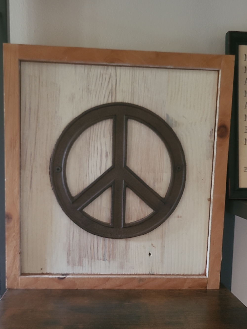 Rustic Brown Peace Sign Wall Art Frame - Unbranded